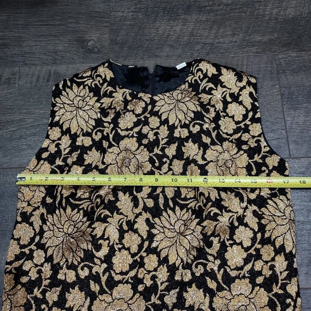 Gold Metallic Brocade Sleeveless Top 1960 Groovy Vintage Custom - Picture 3 of 10